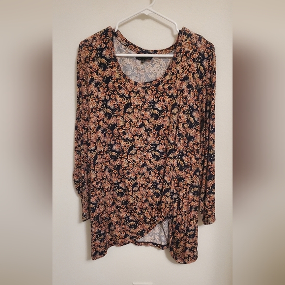 cameo Tops - Cameo Twist Front Floral Print Women's Top Size 2X Spring Boho Peasant Homestead